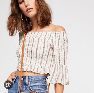 Free People  Smocked Around Crop Top, Small
